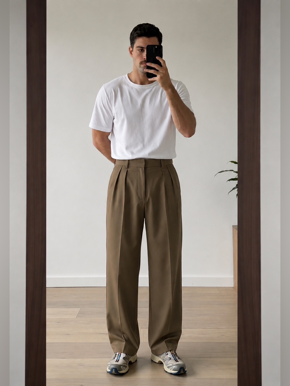 High rise double pleated wide leg tan trousers by J. Crew 100% Italian Wool - Picture 6 of 13